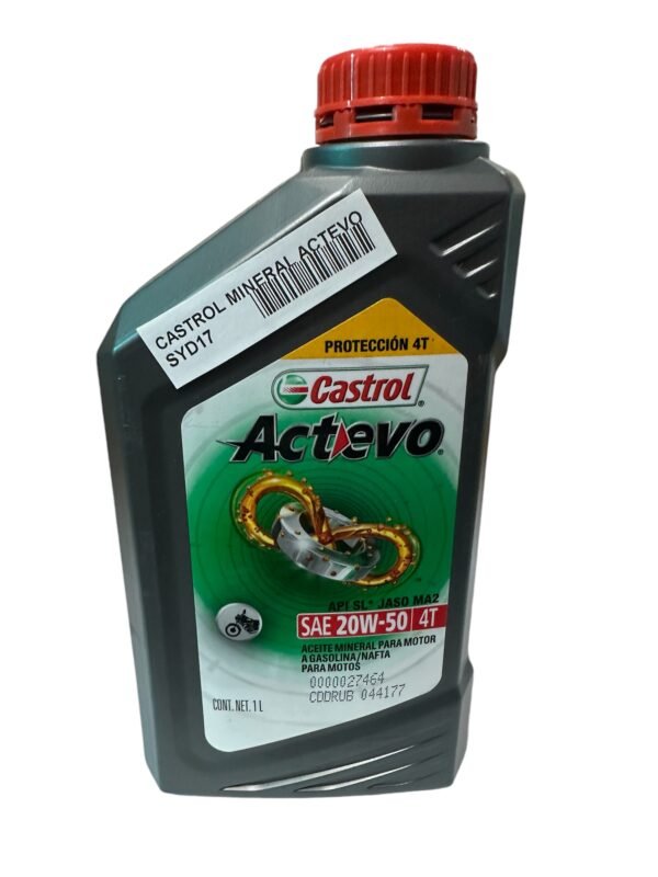 ACEITE PARA MOTO CASTROL ACTEVO 20W50 MINERAL (GRIS)