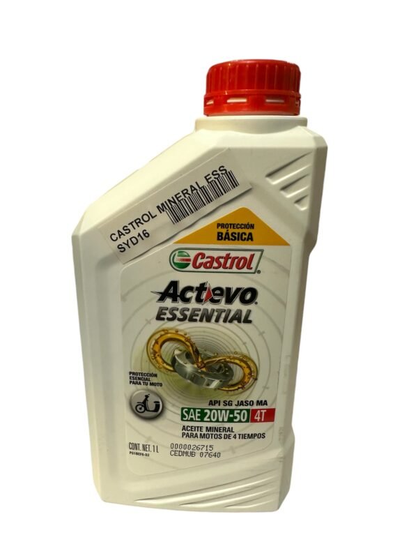 ACEITE PARA MOTO CASTROL ESSENTIAL 20W50 MINERAL (BCO)