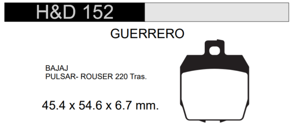 PASTILLA FRENO BAJAJ 220CC ROUSER TRAS. HD152