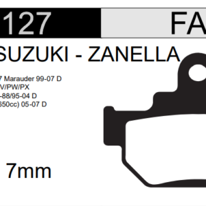 PASTILLA FRENO SUZUKI 125CC VL/ INTRUDER/ GZ 250 X/Y/K1/ PATAGONIA HD127