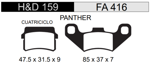 PASTILLA FRENO PHANTER 250CC CUATRICICLO HD159