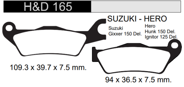 PASTILLA FRENO SUZUKI 160CC GIXXER DEL. HD165