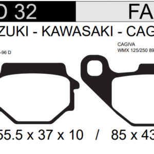 PASTILLA FRENO KAWASAKI 250CC - 600 KLR - 125CC KMX - TENGAI TRAS /EN HD32