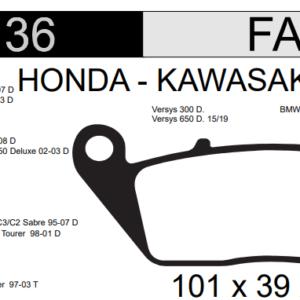 PASTILLA FRENO HONDA 150CC INVICTA CBF/ 190CC CB/ 250CC NEW TWISTER DEL. HD36