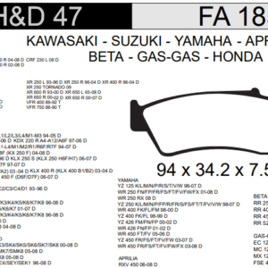 PASTILLA FRENO HONDA 125CC/ 150CC XR/ 250CC TORNADO/ 400CC FALCON DEL. HD47