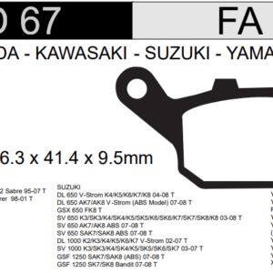 PASTILLA FRENO HONDA 400CC FALCON/ BROS/ 250CC CBR - NSR 250 - NX DOMINATOR 650 HD67