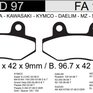 PASTILLA FRENO KAWASAKI - PEUGEOT MTC. HD97