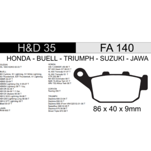 PASTILLA DE FRENO TRASERA HONDA H&D 35 600CC HWK - CBR 600 F1 - CBR 600 F2  HD35